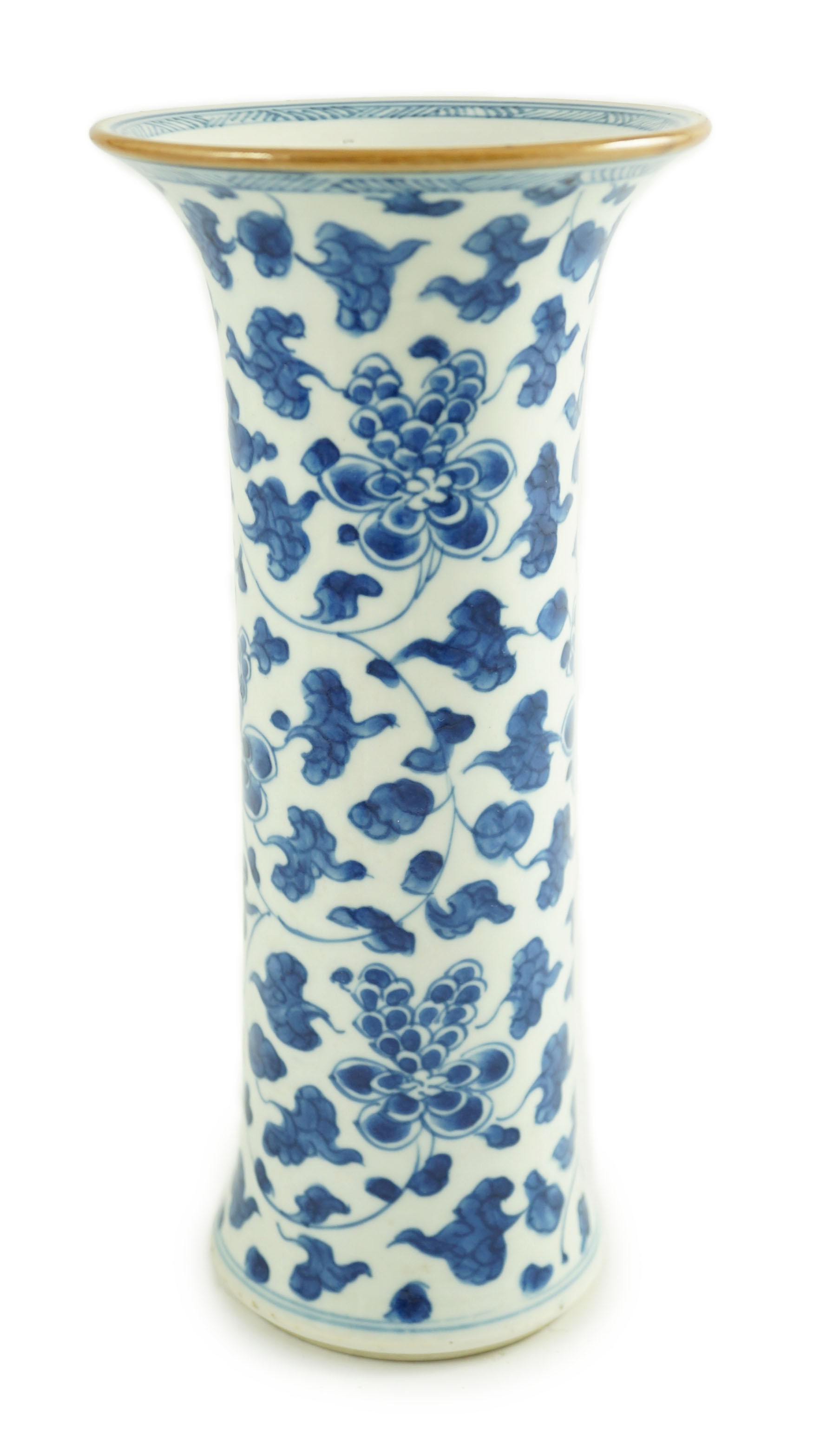 A Chinese blue and white sleeve vase, Kangxi period, 25cm high